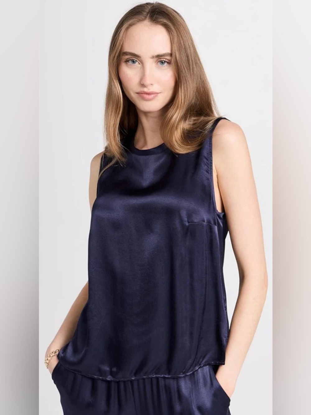 Nation Ltd Rachel Tie Back Shell Tank Navy